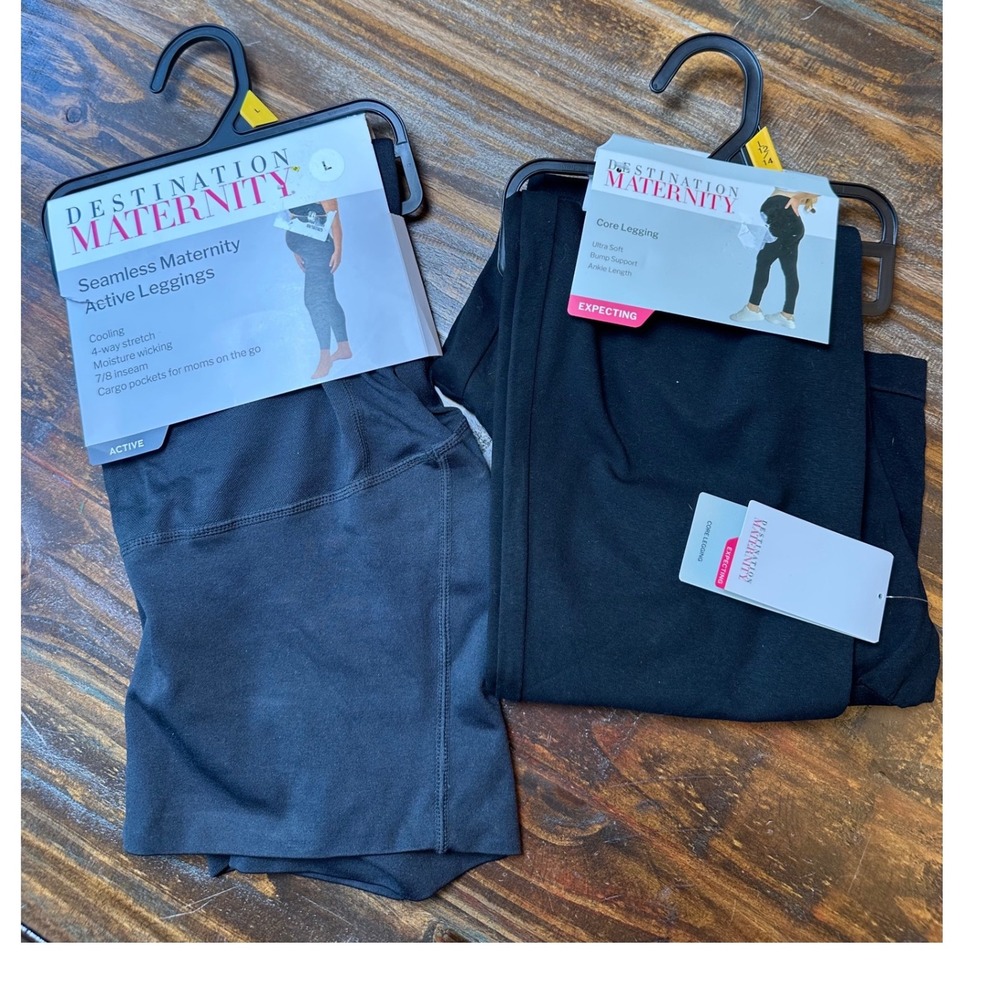 Destination Maternity Leggings Bundle Large Black Core & Grey Seamless  NWT